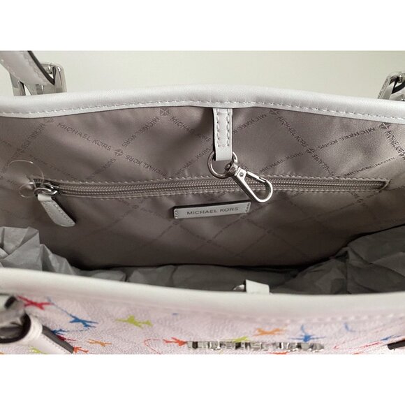 Michael Kors Jet Set Carryall Airplanes Tote Bag White Multicolor NEW - Picture 9 of 15